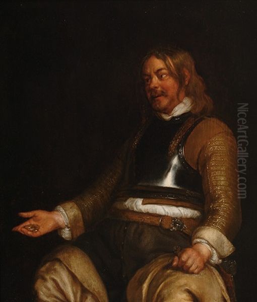 Portrait Of A Man Wearing A Cuirass Oil Painting by Gerard Ter Borch