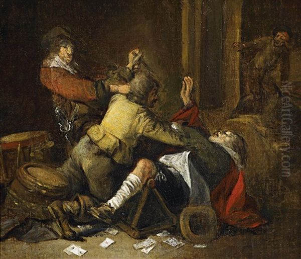 Wirtshausrauferei Oil Painting by Gerard Ter Borch