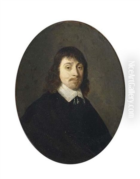 A Portrait Of A Bearded Man (+ A Portrait Of A Lady; Pair) Oil Painting by Gerard Ter Borch