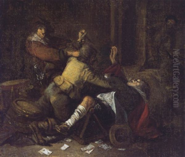 Rauferei Beim Kartenspiel Oil Painting by Gerard Ter Borch