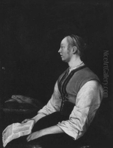 Lesendes Madchen In Landlicher Tracht Oil Painting by Gerard Ter Borch