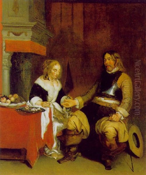Der Galante Offizier Oil Painting by Gerard Ter Borch