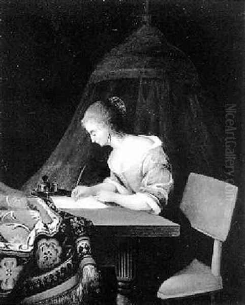 Die Briefeschreiberin Oil Painting by Gerard Ter Borch