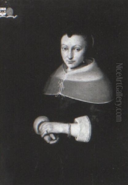 Portrait Of A Young Lady (maria Terboch?) Oil Painting by Gerard Ter Borch