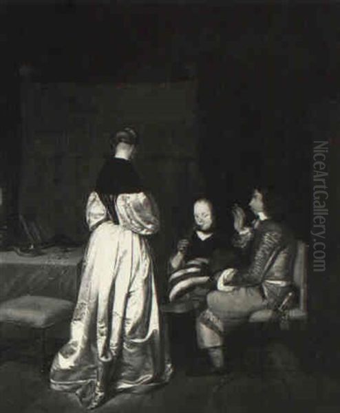Conversation Oil Painting by Gerard Ter Borch