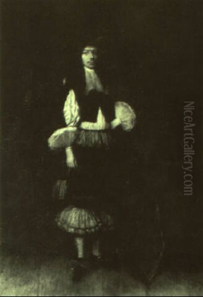 Portrait Of A Young Man Holding A Pair Of Gloves Oil Painting by Gerard Ter Borch