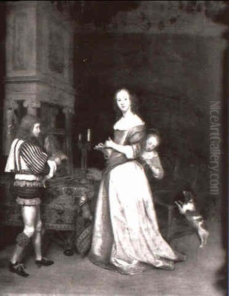 Jeune Femme A Sa Toilette Oil Painting by Gerard Ter Borch