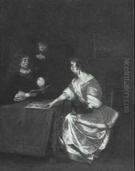 The Music Lesson Oil Painting by Gerard Ter Borch