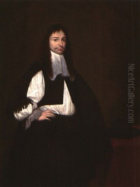 Portraits Of An Elegant Gentleman And Lady: A Pair Of       Paintings Oil Painting by Gerard Ter Borch