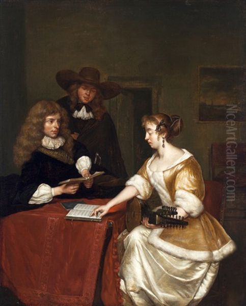De Muziekles Oil Painting by Gesina Ter Borch