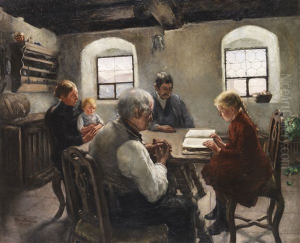 Die Lesestunde Oil Painting by Hans Borchardt