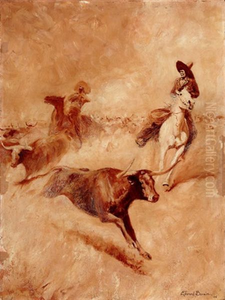 Western Scene Oil Painting by Edward Borein