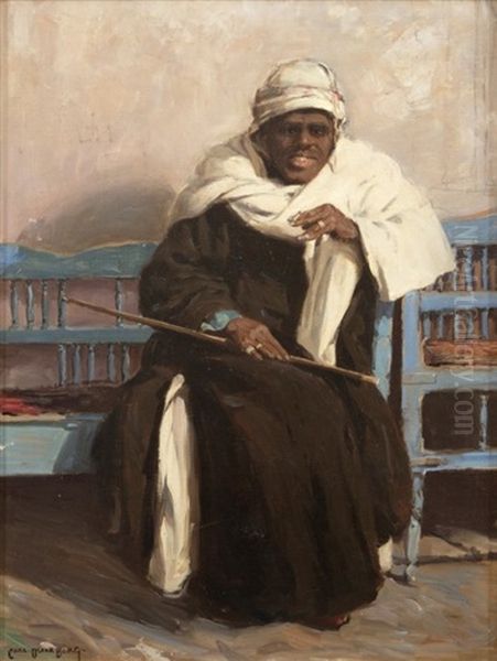 Seated Arab Man Oil Painting by Carl Oscar Borg