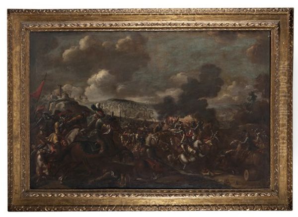 Scena Di Battaglia Oil Painting by Ambrogio Borgognone