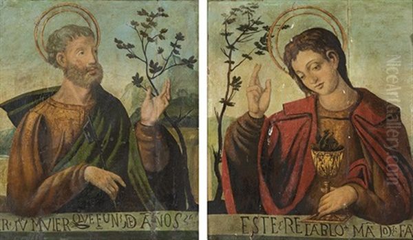 San Pedro Y San Juan Evangelista Oil Painting by Juan de Borgona the Elder