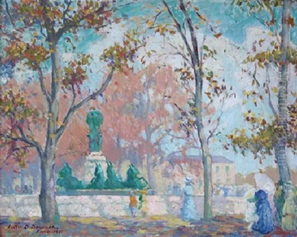 Parisian Fountain Oil Painting by Lester David Boronda