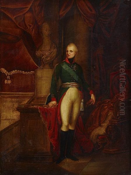 Full Length Portrait Of The Emperor Alexander I Oil Painting by Vladmir Lukich Borovikovsky