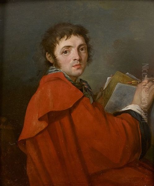 Portrait De Giovanni Battista Lampi Le Jeune (1775 - 1837) Oil Painting by Vladmir Lukich Borovikovsky