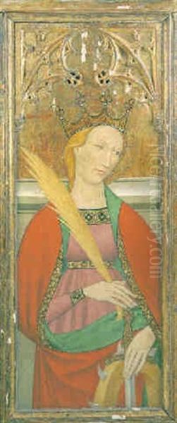 Santa Catalina Martir Oil Painting by Luis Borrassa