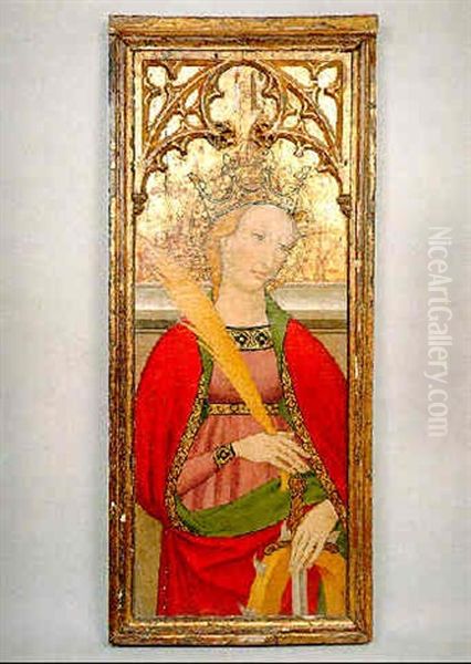 Santa Catalina Martir Oil Painting by Luis Borrassa