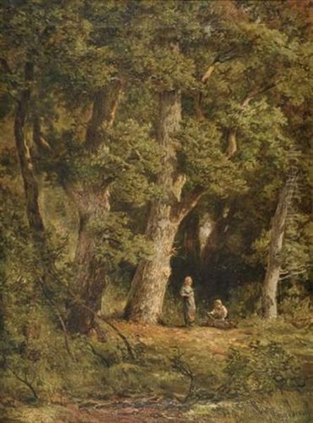 Jeunes Enfants Dans Une Clairiere Oil Painting by Jan Willem Van Borselen