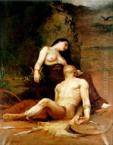 The Dying Warrior Oil Painting by Alfred Edward Borthwick