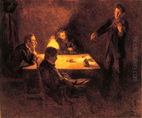 Bohemek Parizsban (bohemians In Paris) Oil Painting by Andor Boruth