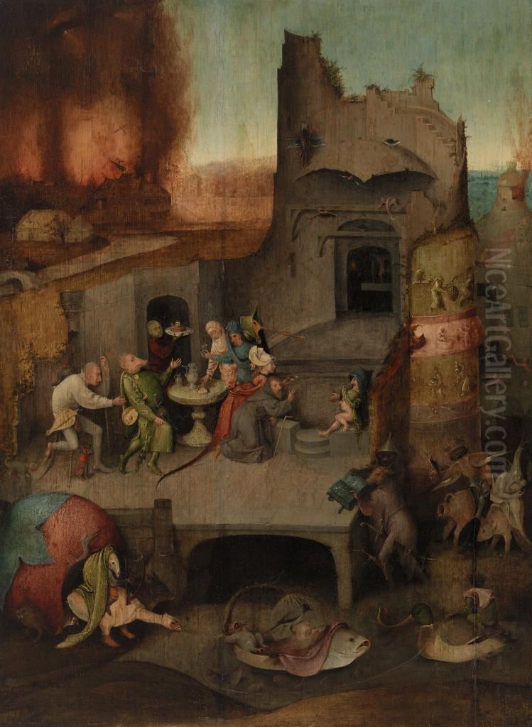 Temptation Of Saint Anthony Oil Painting by Hieronymous Bosch