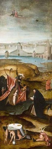 Saint Antoine Ramene Par Ses Compagnons (+ La Tentation De Saint Antoine; 2 Works After Tentation De Saint Antoine By Jerome Bosch) Oil Painting by Hieronymous Bosch
