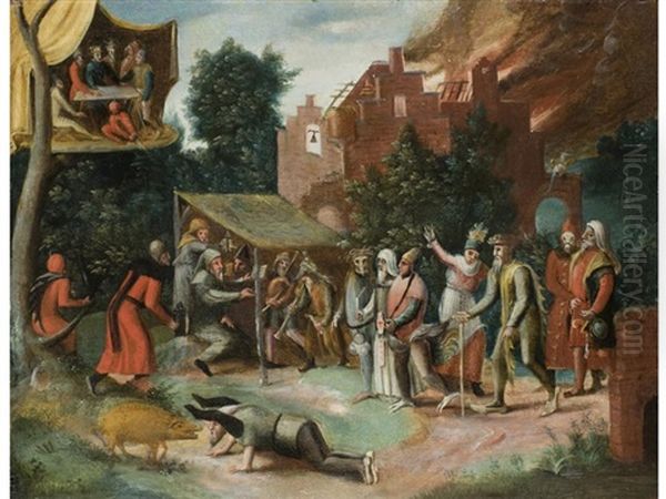 Versuchung Des Heiligen Antonius Oil Painting by Hieronymous Bosch