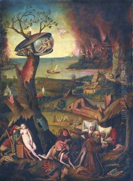 La Tentation De Saint Antoine Oil Painting by Hieronymous Bosch