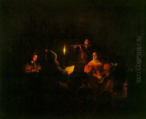 A Musical Serenade To The Queen Oil Painting by Johannes Willem Boshamer