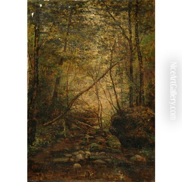 Forest Interior Oil Painting by Robert Ward Van Boskerck