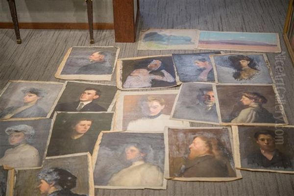 A Collection Of 29 Unstretched Paintings Oil Painting by Frederick Andrew Bosley