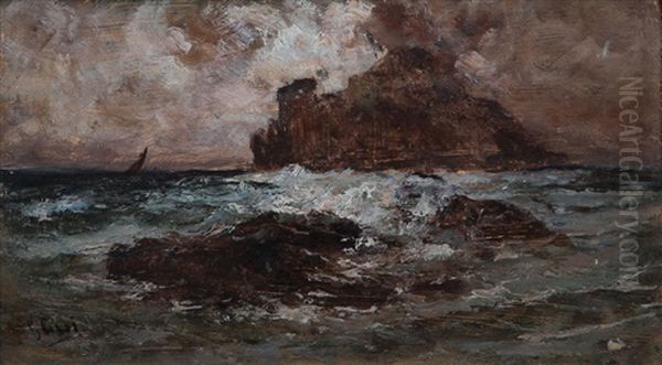 Mareggiata Oil Painting by Giacinto Corsi Di Bognasco