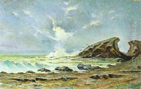 Marina Oil Painting by Giacinto Corsi Di Bognasco