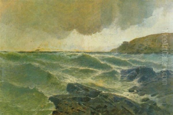 Mareggiata Sulla Costa Ligure Oil Painting by Giacinto Corsi Di Bognasco
