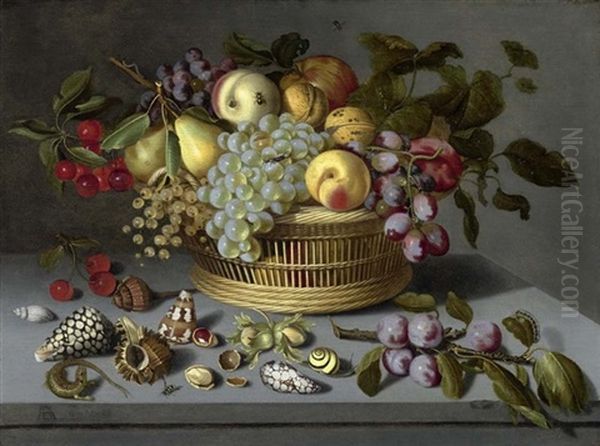 Ii Fruchtestilleben Mit Muscheln Und Insekten Oil Painting by Ambrosius the Younger Bosschaert