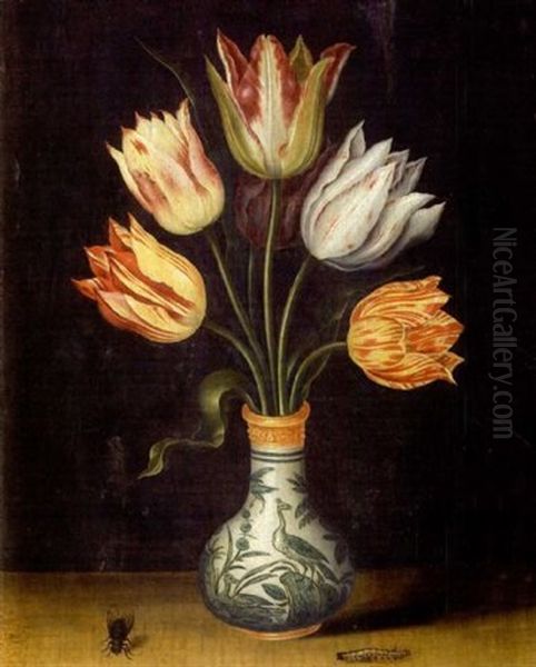 Bouquet De Tulipes Dans Un Vase, Avec Insectes Oil Painting by Ambrosius the Younger Bosschaert