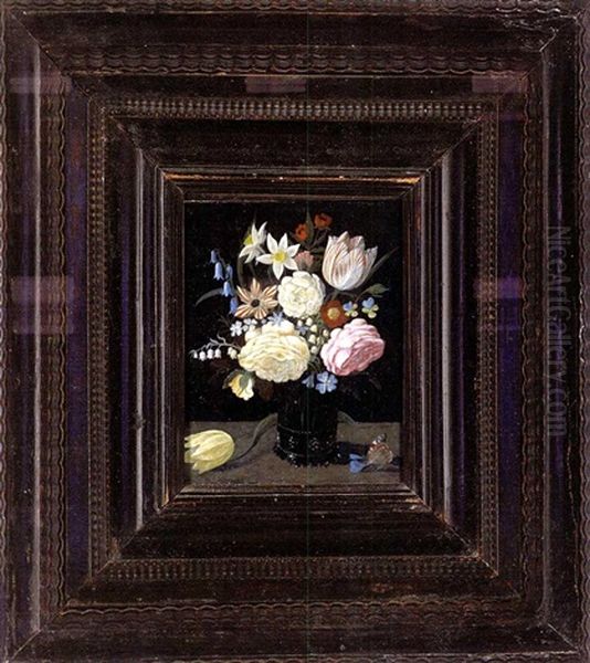 Blumenstraus In Einer Glasernen Vase Oil Painting by Ambrosius the Younger Bosschaert