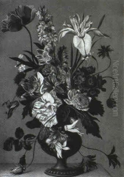 Vase De Fleurs Sur Un Entablement Oil Painting by Ambrosius the Younger Bosschaert