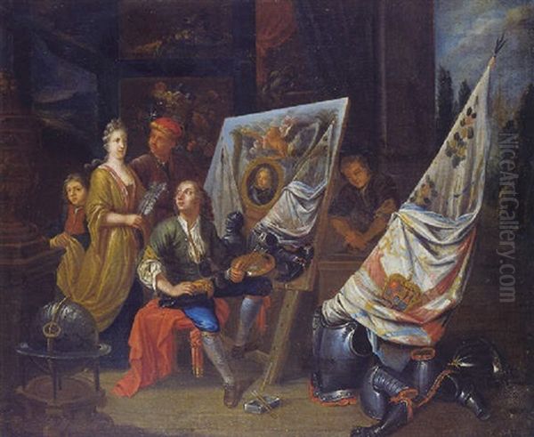 L'atelier Du Peintre Oil Painting by Balthasar Van Den Bossche