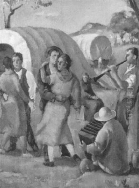 Tanz Im Zigeunerlager Oil Painting by Ernst Bosshart