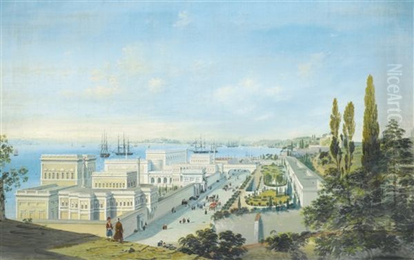 The Ciragan Palace, Topkapi Beyond Oil Painting by Carlo Bossoli