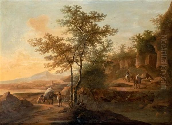 Paysage Aux Promeneurs Oil Painting by Jan Both