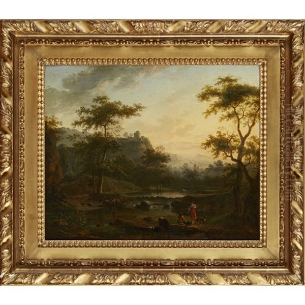 Southern Landscape With A Mausoleum And Goatherds Oil Painting by Jan Both