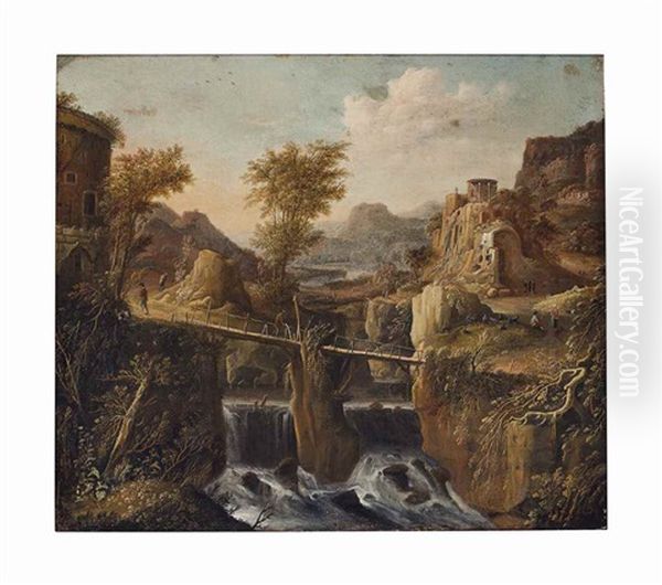 Figures In A Landscape Oil Painting by Jan Both