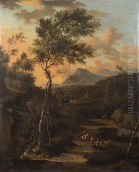 Paysage Au Grand Arbre Avec Des Voyageurs Oil Painting by Jan Both