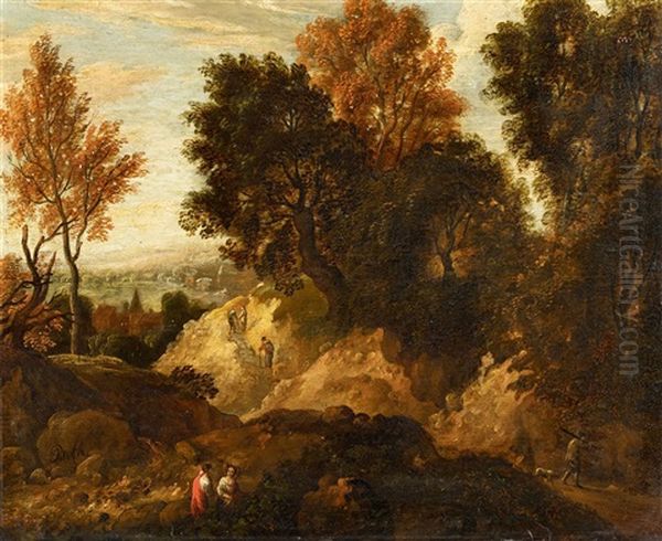 Wooded Landscape With Ramblers Oil Painting by Jan Both