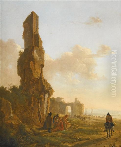 Italianate Landscape With Ruins Oil Painting by Jan Both